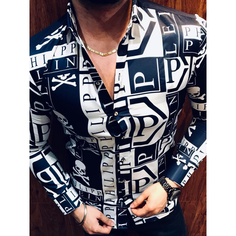 Camisa de Manga Longa Masculina Estampa Elegante