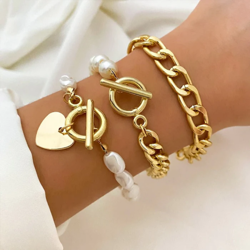 Conjunto de Pulseiras Folheadas a Ouro 18k Jóias Hannah